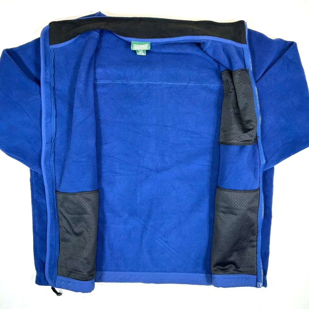 LL Bean Mens XL Full Zip Fleece Jacket Royal Blue Mock Neck 0 FJM3